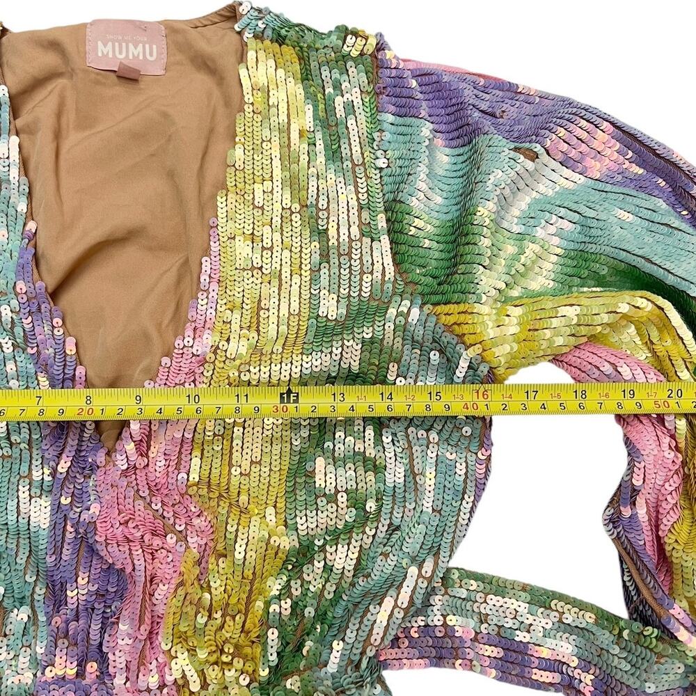 Show Me Your Mumu Wear Me Out Dress in Rainbow Stripe Sequins size Small - Picture 11 of 13